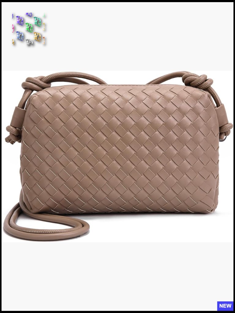 Woven Crossbody Bag Vegan Leather Minimalist Hobo Purse Casual Travel Shoulder